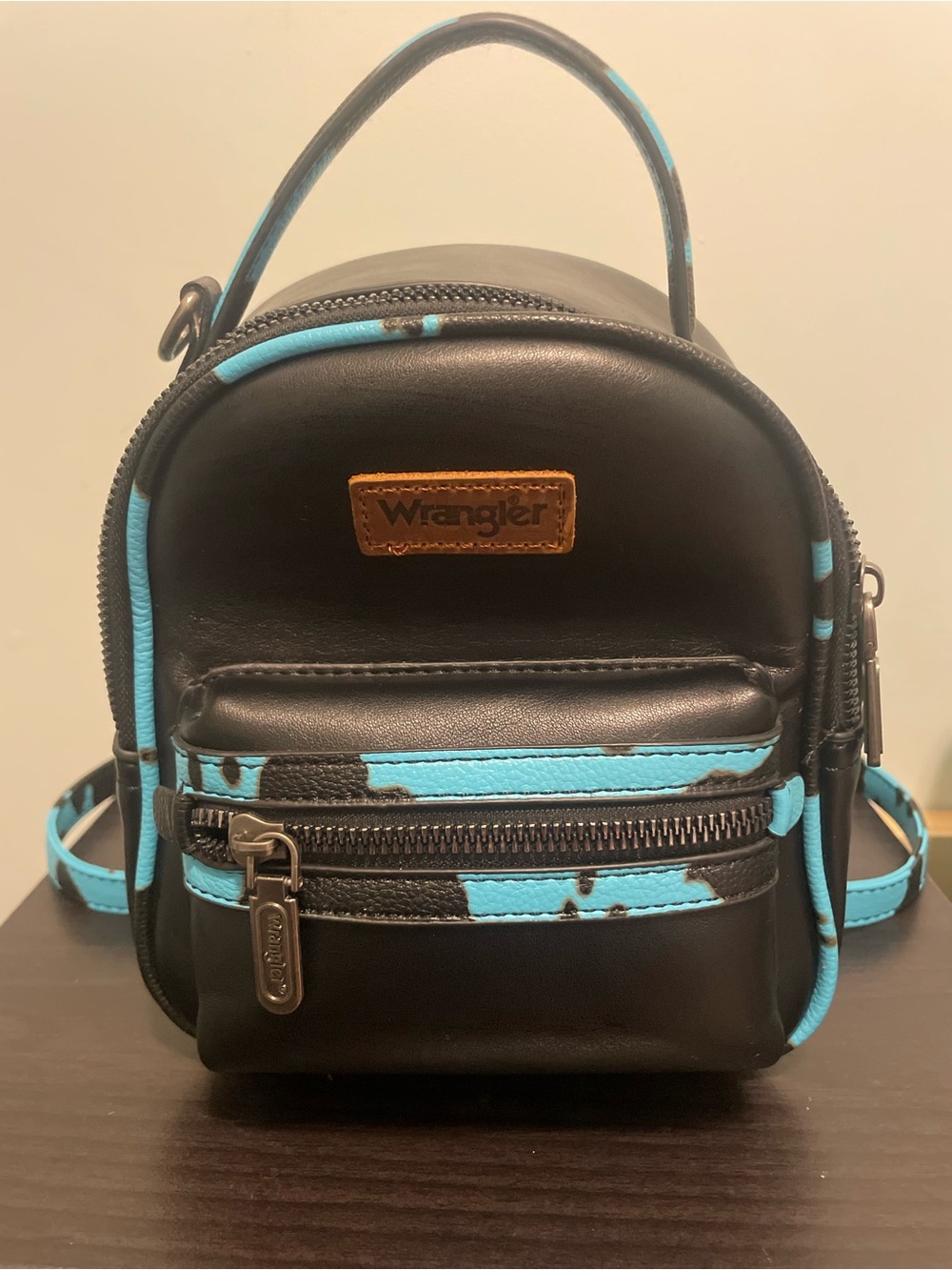 Wrangler Black Crossbody Mini Bag with Brown Lining